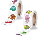 Set de 2 role cu autocolante animate Nesloonp, hartie, multicolor, 2,5 cm