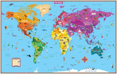 Rand McNally Kids&amp;#039; Illustrated World Wall Map - Folded foto