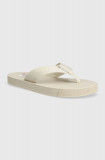 Cumpara ieftin Tommy Jeans slapi TJW SOPHISTICATED FLIP-FLOP femei, culoarea bej, cu toc plat, EN0EN02452