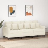 vidaXL Canapea cu 3 locuri, crem, 180 cm, catifea 359321