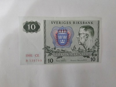 Suedia 10 Kronor 1981 Noua foto