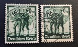 Germania (Deutsches Reich 1938) Pereche de 2 Timbre "Ein Volk, Ein Reich, Ein F&uuml;hrer - Anschluss 10. April 1938" (6Pf Verde, Obliterate) CLK1