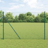 VidaXL &Icirc;mprejmuire din plasă de lanț cu 7 st&acirc;lpi 1.6x10 m Oțel galvanizat Verde