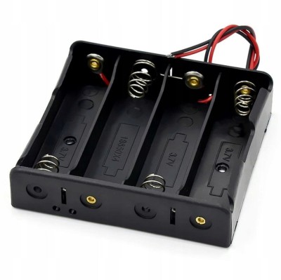 Suport baterii 4x18650, plastic ABS, cu cablu, 14.8V, 4S, DIY, Arduino, electronica foto