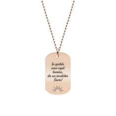 Discipulus - Colier personalizat dog tag invatator din argint 925 placat cu aur roz