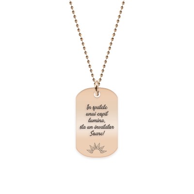 Discipulus - Colier personalizat dog tag invatator din argint 925 placat cu aur roz foto