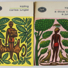 CARTEA JUNGLEI / A DOUA CARTE A JUNGLEI de KIPLING , SET DE DOUA VOLUME , 1966