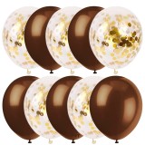 Set 10 Baloane Latex Maro cu Confetti Aurii, 30cm, Ropet - Aniversare, Nunta, Botez, Decoratiuni Petreceri