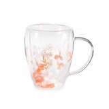 Cumpara ieftin Cana sticla dubla transparenta portocalie &Oslash; 9 cm x 11 H, 300 ml
