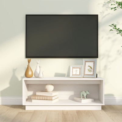 Comoda TV, alb, 90x35x35 cm, lemn masiv de pin GartenMobel Dekor foto