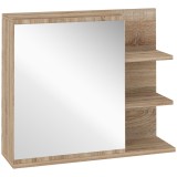 Mobilier Oglinda Baie de Perete, Dulapior Suspendat cu Usa si Etajere din Lemn, 60x18x50cm, Natural kleankin | Aosom RO