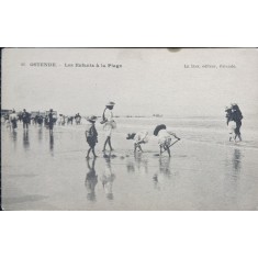 Carte postala, Ostende, Les engants a la plage, perioada interbelica