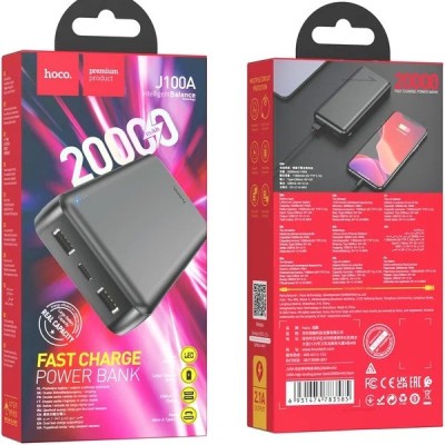 Baterie Externa Hoco J100 A Premium, 2xUSB, 1xType C, 20000 mAh, neagra foto