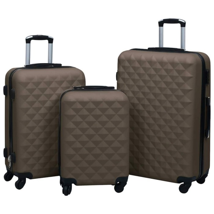 Set de valize cu carcasă rigidă, 3 piese, maro, ABS