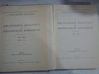 BIBLIOGRAFIA ANALITICA A PERIODICELOR ROMANESTI 1790 - 1850 ( 2 volume) foto