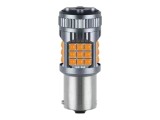 Bec LED Semnal PY21W / BAU15S / 1156, DRL Lumini de Zi 30W 2800LM, Culoare Portocaliu cu pini Decalati, 36 SMD 3030, Ventilator Integrat, Canbus Integ