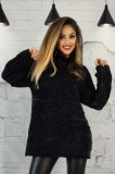F683-1 Pulover lung si pufos cu guler rulat, L, M, S/M, XL