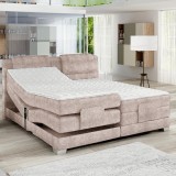 Pat boxspring WAVE 180, stofa crem - Whisper 3, 188x215x112 cm, cu telecomanda, saltea si topper Distribuie