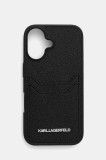 Karl Lagerfeld carcasă de telefon iPhone 16 culoarea negru, KLHCP16SPKHPORPK