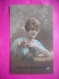 HOPCT 12137 ANUL 1917 -FELICITARE VECHE -FEMEI FRUMOASE -FRANTA -EUROPA - -ROMANTICA- -CIRCULATA