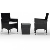 Set mobilier bistro, 3 piese, negru poliratan/sticla securizata