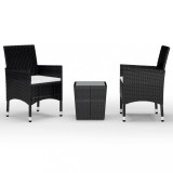 Cumpara ieftin Set mobilier bistro, 3 piese, negru poliratan/sticla securizata