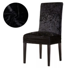 Set 6 huse scaun catifea, Negru foto