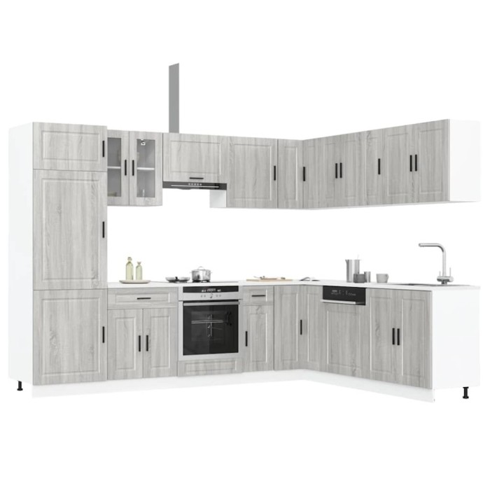 Set de dulapuri de bucătărie 14 piese &bdquo;Porto&rdquo; lemn Sonoma gri