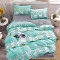 Lenjerie de pat pentru o persoana cu husa elastic pat si 2 fete perna patrata, Kimbry, bumbac mercerizat, multicolor