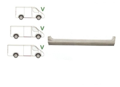 Prag Mercedes Sprinter 208-414 01.1995-07.2006 VW LT2 05.1996-12.2005 Dreapta A199016370401 sub usa culisanta lungime 1200mm, tabla de 1.00 mm foto