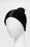 Granadilla Căciulă din amestec de l&acirc;nă culoarea negru, din tricot gros