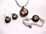 set pandantiv , bratara reglabila si cercei cu model floral 40363