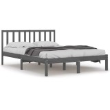 Cumpara ieftin Cadru de pat, gri, 200x200 cm, lemn masiv de pin