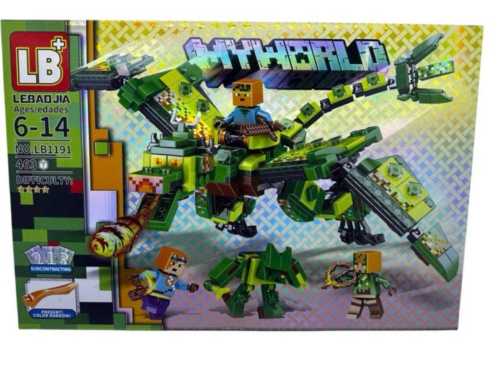 Set constructie Mythworld Dragon Verde, 463 piese, compatibil Lego