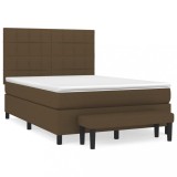 Cumpara ieftin Pat continental cu saltea, maro inchis, 140x200 cm, textil