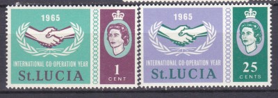 DB1 Santa Lucia 1965 ONU Anul Cooperarii Internationale 2 v. MNH foto