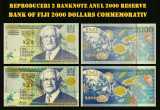 2 reproduceri bancnote Fiji 2000 Dollars Commemorative Seria 2000