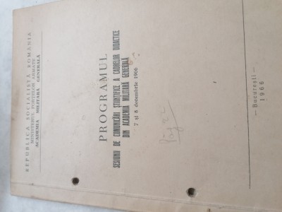 Programul sesiunii de comunicari stiintifice a cadrelor didactice din 1966 foto