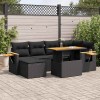 VidaXL Set canapele grădină perne 7 piese negru, poliratan/lemn acacia 3327618