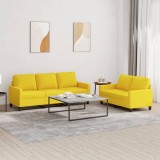 vidaXL Set de canapele cu perne, 2 piese, galben deschis, textil