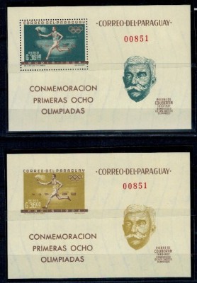 Paraguay 1963 - Sport, preJocurile Olimpice, colita dt si ndt ne foto