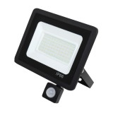 Proiector LED 100W Slim cu Senzor, 6500K, 9000lm, IP66, Alb Rece, Exterior/Interior, Durata 50000h