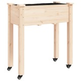 Cumpara ieftin Jardiniera cu roti si captuseala 71x37x80 cm lemn masiv de brad