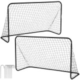 Set 2 porti de fotbal metalice, 122x183cm, profil 25mm, cu elemente de fixare Household NewTrend
