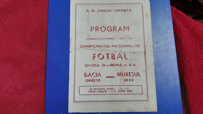 program Dacia Orastie - Muresul Deva