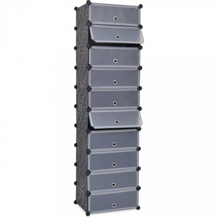 Organizator de pantofi interconectat, 10 compartimente, negru GartenMobel Dekor