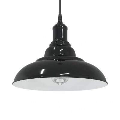 vidaXL Lampă suspendată reglabilă pe &amp;icirc;nălțime E27 negru lucios metal foto
