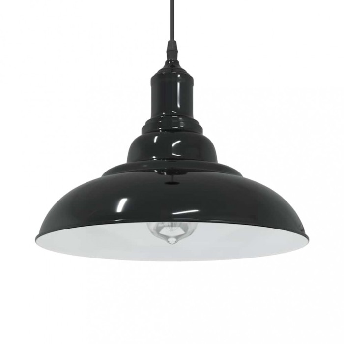 vidaXL Lampă suspendată reglabilă pe &icirc;nălțime E27 negru lucios metal