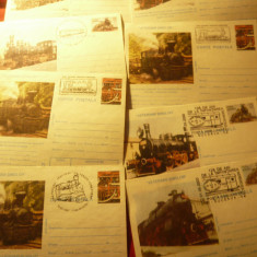 Set 20 Carti Postale Ilustrate - Tematica Feroviara ,cu stampile speciale