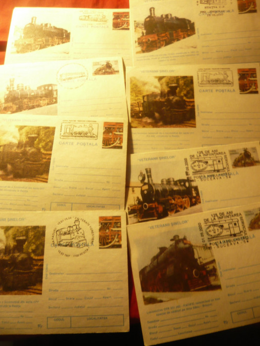 Set 20 Carti Postale Ilustrate - Tematica Feroviara ,cu stampile speciale